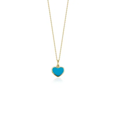 Jewelsty Fine Jewelry Women's Blue / Gold Mini Ocean Blue Heart Necklace In Multi
