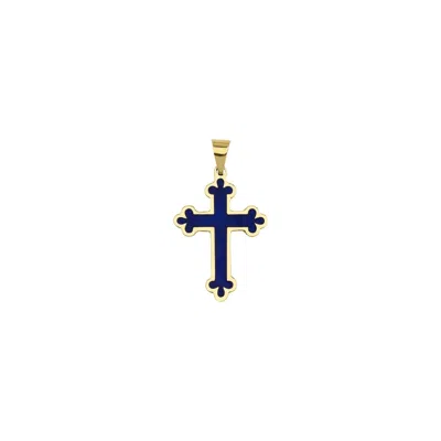 Jewelsty Fine Jewelry Women's Blue / Gold Navy Blue Cross Pendant