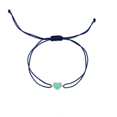 Jewelsty Fine Jewelry Women's Blue Turquoise Heart Rope Bracelet