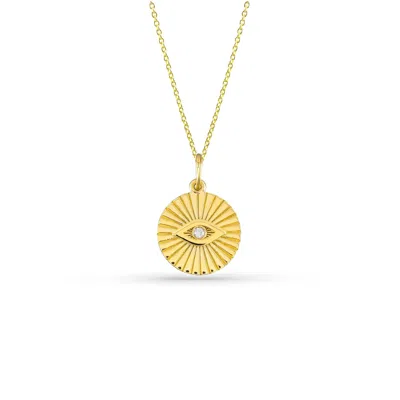 Jewelsty Fine Jewelry Women's Evil Eye Necklace, Solid Gold Diamond Evil Eye Protection Necklace