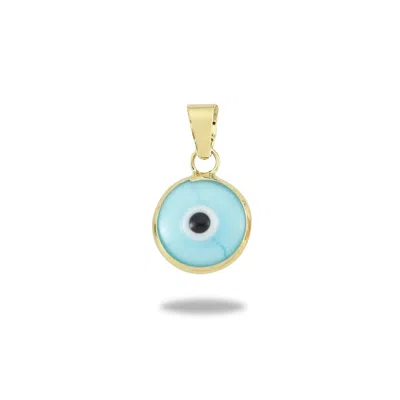 Jewelsty Fine Jewelry Women's Gold Baby Blue Evil Eye Pendant / Your Lucky Charm