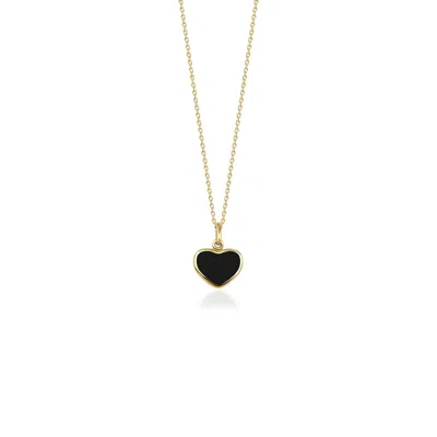 Jewelsty Fine Jewelry Women's Gold / Black Mini Black Heart Necklace