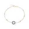 Jewelsty Fine Jewelry Women's Gold / Blue Double Chain Navy Blue Evil Eye Bracelet
