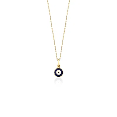 Jewelsty Fine Jewelry Women's Gold / Blue Itty Bitty Navy Blue Evil Eye Necklace