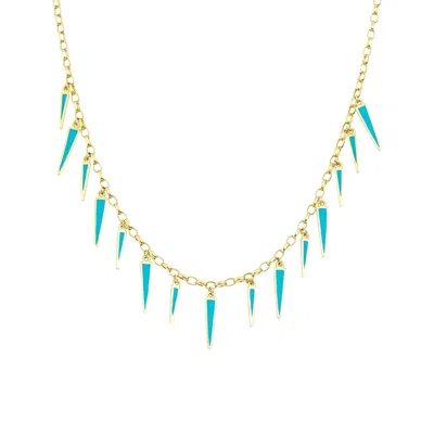 Jewelsty Fine Jewelry Women's Gold / Blue Large Turquoise Spike Necklace