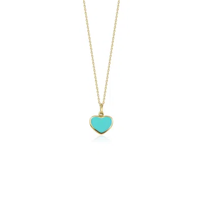 Jewelsty Fine Jewelry Women's Gold / Blue Mini Turquoise Heart Necklace