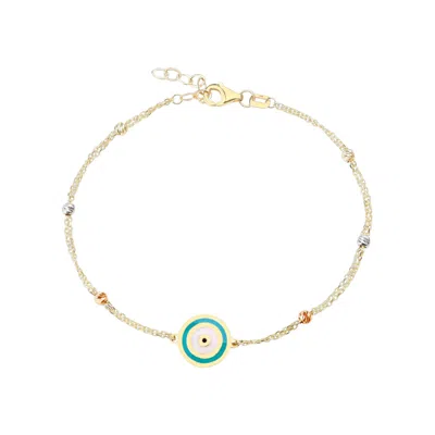 Jewelsty Fine Jewelry Women's Gold / Blue Turquoise Evil Eye Bracelet