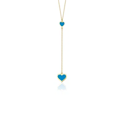 Jewelsty Fine Jewelry Women's Gold / Blue Turquoise Heart Lariat Necklace In Multi