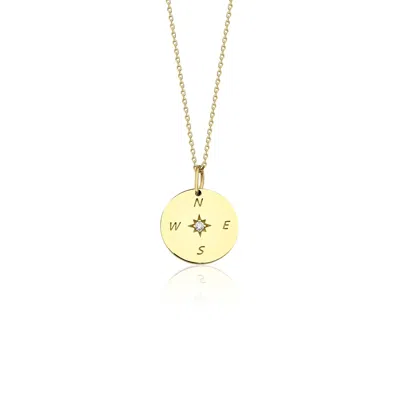 Jewelsty Fine Jewelry Women's Gold Diamond Compass Necklace