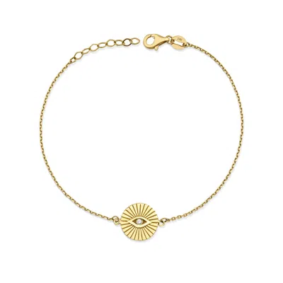 Jewelsty Fine Jewelry Women's Gold Diamond Evil Eye Coin Bracelet