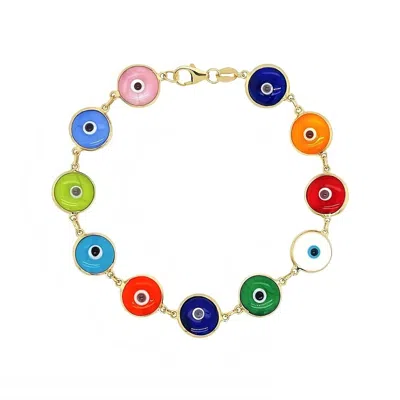 Jewelsty Fine Jewelry Women's Gold Multicolor Eternal Evil Eye Bracelet