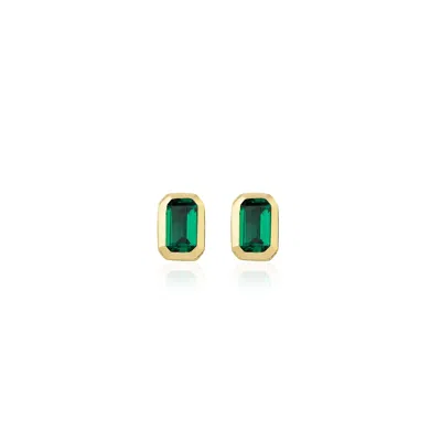 Jewelsty Fine Jewelry Women's Green / Gold Mini Green Studs In Multi