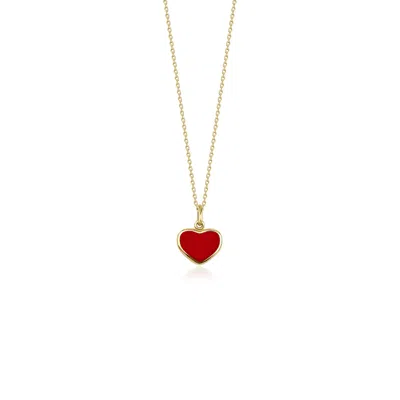 Jewelsty Fine Jewelry Women's Red / Gold Mini Red Heart Necklace