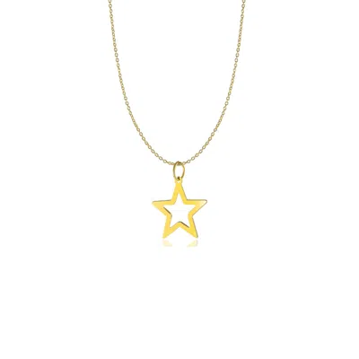 Jewelsty Fine Jewelry Women's Solid Gold Open Star Necklace