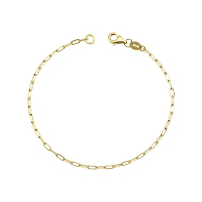 Jewelsty Fine Jewelry Women's Solid Gold Thin Paperclip Chain Bracelet