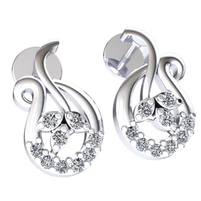 Pre-owned Jewelwesell 0.05carat Round Brilliant Cut Diamond Ladies Fine Drop Earrings 18k Gold