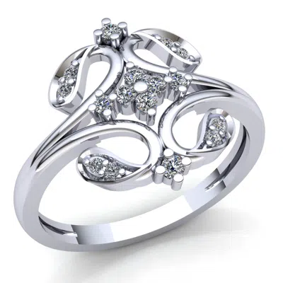 Pre-owned Jewelwesell 0.15carat Round Cut Diamond Ladies Stylish Engagement Anniversary Ring 10k Gold