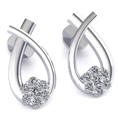 Pre-owned Jewelwesell 0.15ctw Round Cut Not Enhanced Diamond Ladies Twisted Cluster Earrings 14k Gold