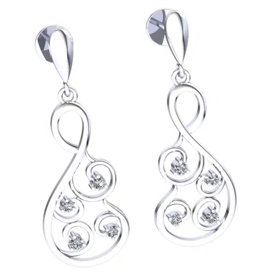 Pre-owned Jewelwesell 0.1ct Round Cut Diamond Ladies Infinity Designer Earrings Solid 14k Gold In H