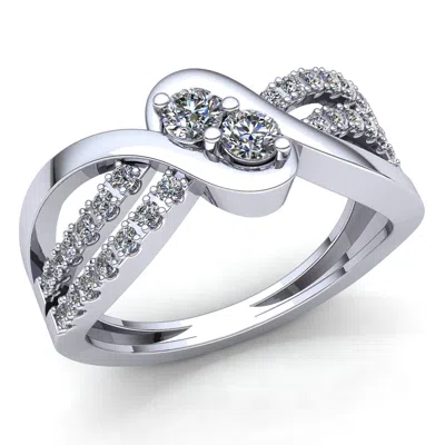 Pre-owned Jewelwesell 0.25carat Round Cut Diamond Ladies 2-stone 2stone Engagement Ring 18k Gold