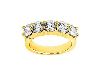 Pre-owned Jewelwesell 0.25ct Diamond Wedding Ring 10k Yellow Gold Round Brilliant Cut I Si2 Channel