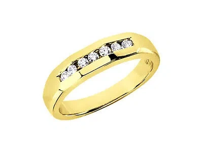 Pre-owned Jewelwesell 0.25ct Round Cut 7stone Mens Wedding Band Ring 14k Yellow Gold Gh I1 Channel Set