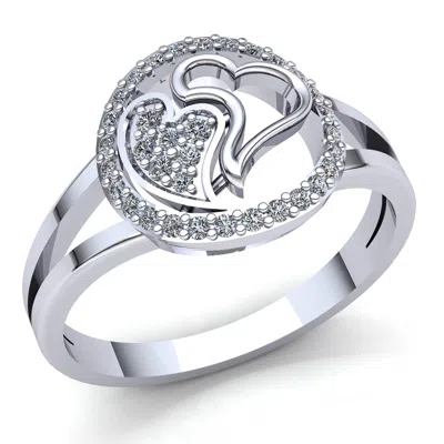 Pre-owned Jewelwesell 0.25ct Round Cut Diamond Ladies Fancy Double Heart Engagement Ring 10k Gold