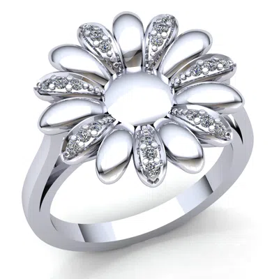 Pre-owned Jewelwesell 0.25ct Round Cut Diamond Ladies Vintage Floral Anniversary Ring 10k Gold