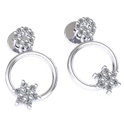 Pre-owned Jewelwesell 0.2ctw Round Brilliant Cut Diamond Ladies Circle Cluster Earrings 14k Gold In H