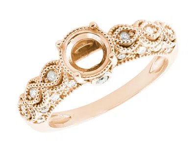 Pre-owned Jewelwesell 0.30ct Round Diamond Semi-mount Antique Milgrain Engagement Ring 14k Gold
