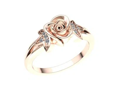 Pre-owned Jewelwesell 0.33carat Round Brilliant Cut Diamond Ladies Flower Fancy Promise Ring 10k Gold