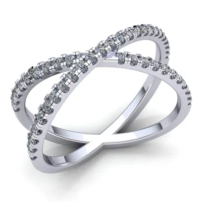 Pre-owned Jewelwesell 0.33carat Round Cut Diamond Ladies Criss Cross Over Anniversary Ring 10k Gold