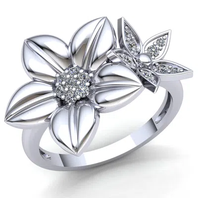 Pre-owned Jewelwesell 0.33carat Round Cut Diamond Women's Cluster Flower Engagement Ring 14k Gold