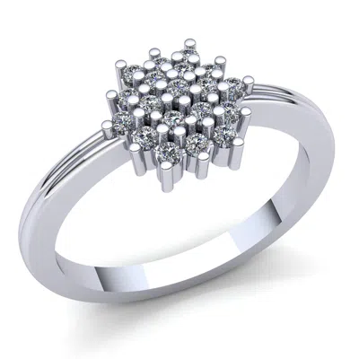 Pre-owned Jewelwesell 0.33ct Round Diamond Ladies Cluster Fancy Anniversary Engagement Ring 14k Gold