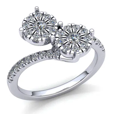 Pre-owned Jewelwesell 0.33ctw Genuine Round Cut Diamond Ladies 2stone Engagement Ring 10k Gold