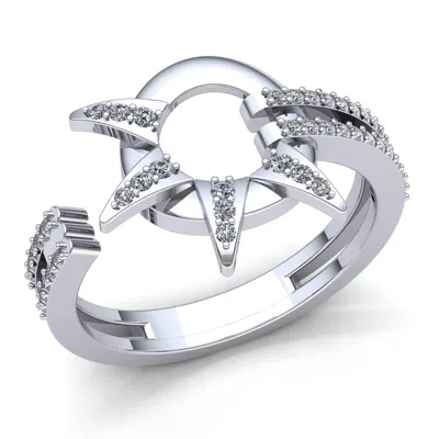 Pre-owned Jewelwesell 0.33ctw Round Cut Diamond Ladies Fancy Star Halo Engagement Ring 10k Gold