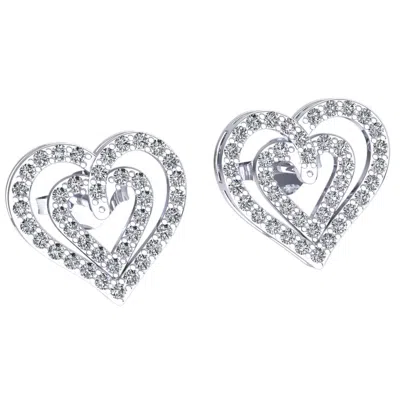 Pre-owned Jewelwesell 0.33ctw Round Cut Not Enhanced Diamond Ladies Couple Heart Earrings 18k Gold
