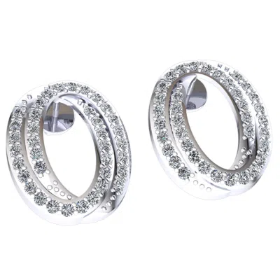 Pre-owned Jewelwesell 0.35ct Round Cut Not Enhanced Diamond Ladies Interlocked Oval Earrings 18k Gold In H