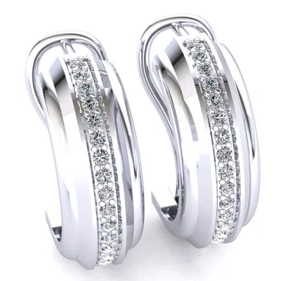 Pre-owned Jewelwesell 0.3ctw Round Brilliant Cut Diamond Ladies Clip Backs Earrings Solid 14k Gold In H