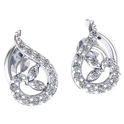 Pre-owned Jewelwesell 0.3ctw Round Brilliant Cut Diamond Ladies Swirl Fancy Drop Earrings 18k Gold