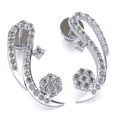 Pre-owned Jewelwesell 0.45carat Genuine Round Cut Diamond Ladies Occassional Earrings 10k Gold