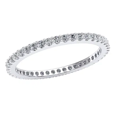 Pre-owned Jewelwesell 0.45ct Low Shared U-prong Bridal Eternity Band Ring Round Diamond Solid 10k Gold