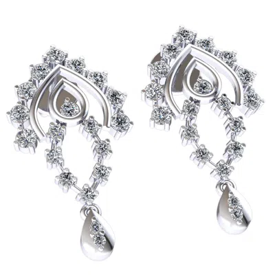 Pre-owned Jewelwesell 0.4ctw Round Brilliant Cut Diamond Ladies Elegant Drop Earrings 10k Gold In J