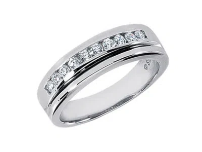 Pre-owned Jewelwesell 0.50ct Round Cut Mens Wedding Band Ring 10k White Gold Jk I1-i2 Channel Setting