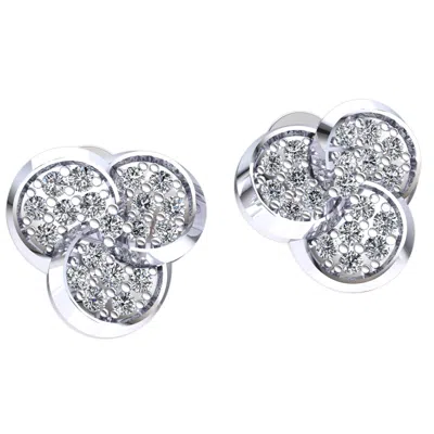 Pre-owned Jewelwesell 0.55ct Round Not Enhanced Diamond Ladies Trinity Knot Cluster Earrings 18k Gold