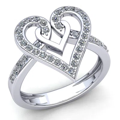 Pre-owned Jewelwesell 0.5carat Round Cut Diamond Ladies Heart Promise Engagement Ring 10k Gold