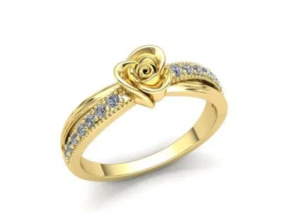 Pre-owned Jewelwesell 0.5ct Round Cut Diamond Ladies Milgrain Flower Fancy Engagement Ring 10k Gold