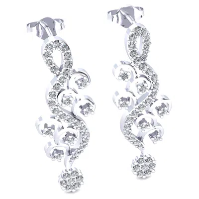 Pre-owned Jewelwesell 0.5ct Round Cut Not Enhanced Diamond Ladies Floral Drop Earrings 14k Gold In H