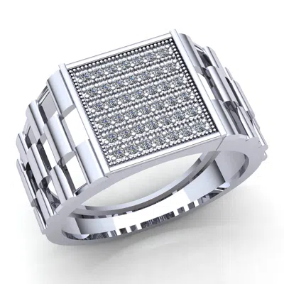 Pre-owned Jewelwesell 0.5ctw Genuine Round Diamond Mens Wide Anniversary Ring 10k Gold