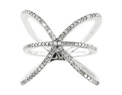 Pre-owned Jewelwesell 0.6ct Round Cut Diamond Right Hand Ring Wedding Band Ring 925 Sterling Silver In Jk